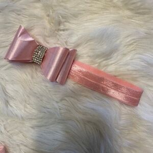 Light Pink 3 1/2" Double Stacked Bow Tie on FOE Headband   7837  Handmade NWT